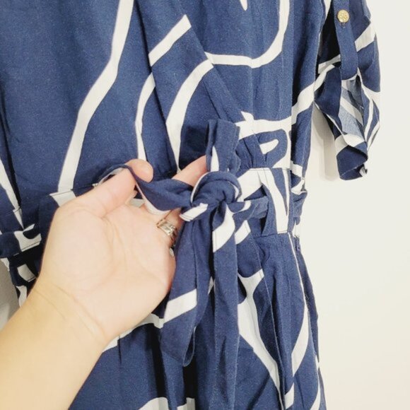 Escapada Living Romper Shorts One Piece Jumper Navy Blue White Tide S New - Picture 3 of 12
